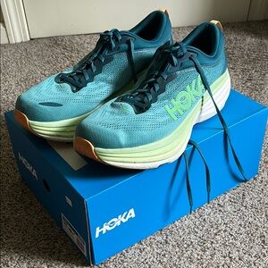 Hoka Aqua and Orange Athletic Shoes